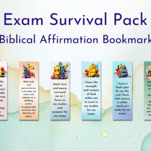 Exam Survival Pack 6 Biblial Affirmations Bookmarks by A Para Pro