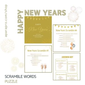 New Years Scramble Word Puzzle - mock up