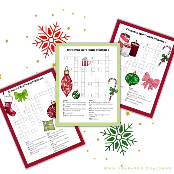 Merry & Bright Crossword Puzzle mock up by a para pro