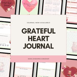 a mock up of grateful heart journal spread out