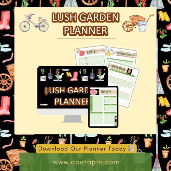 main cover mock up for Lush garden planner by shop a para pro