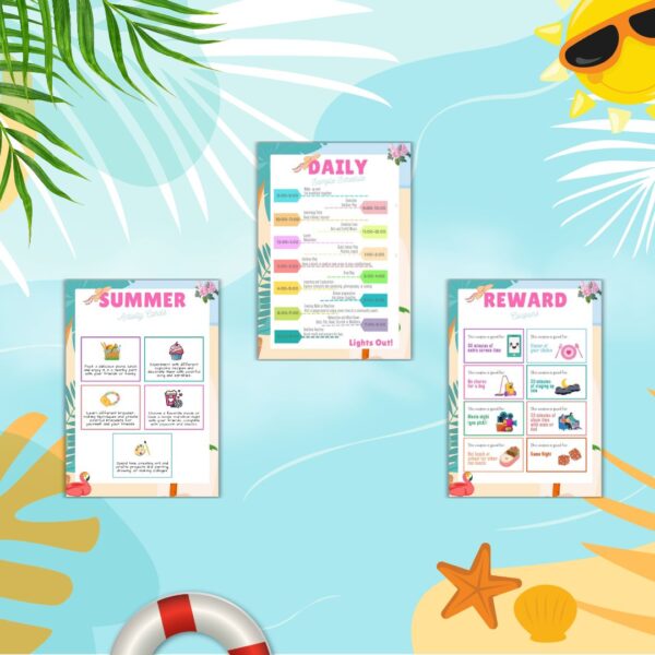 3 page mock for Tween Summer Adventure Planner by Shop A Para Pro