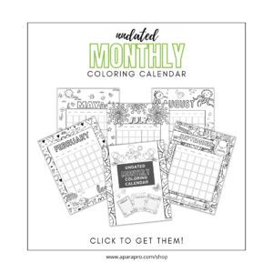 Shop A para pro mock up for undated monthly coloring calendar